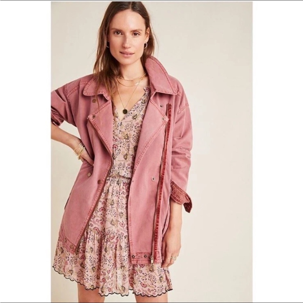Anthropologie Asymmetrical Collared Utility Jackets Letty Relaxed Motto Size L